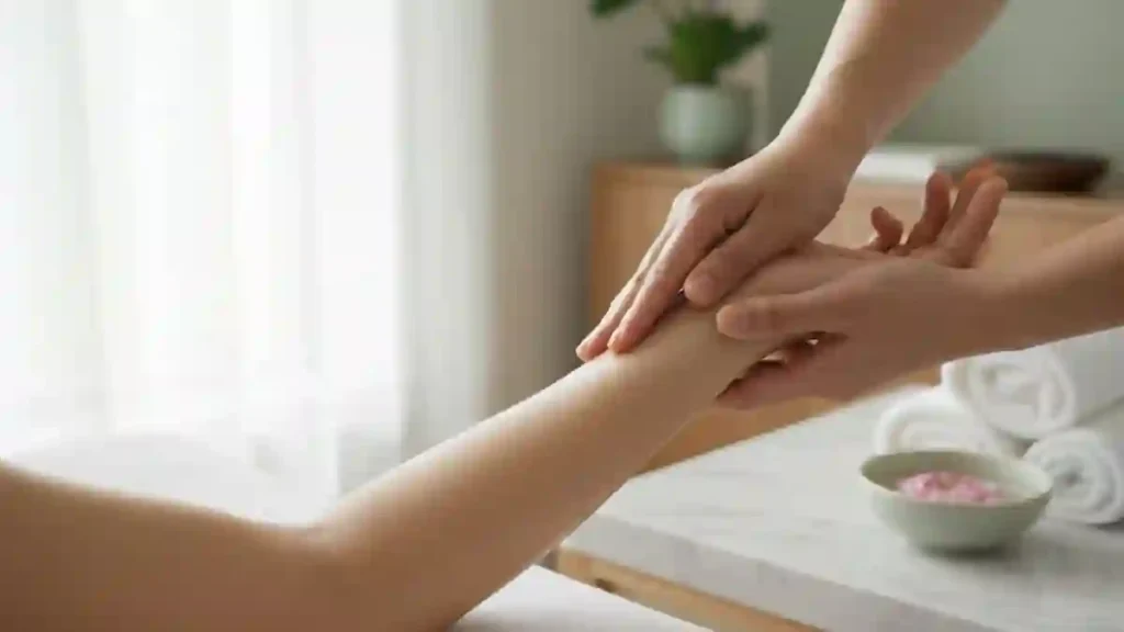 마사지 효과로 피로와 긴장이 완화되는 이유를 설명하는 이미지