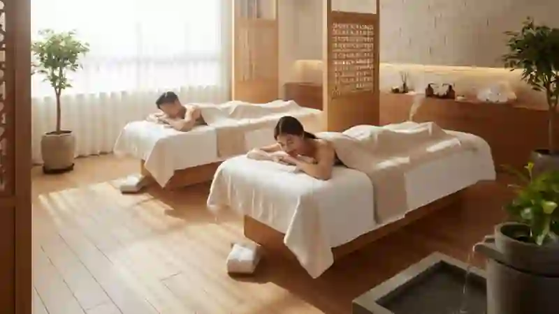 커플마사지란 함께 받는 코스 구조를 설명하는 이미지